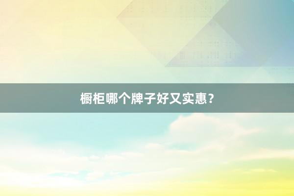 橱柜哪个牌子好又实惠？